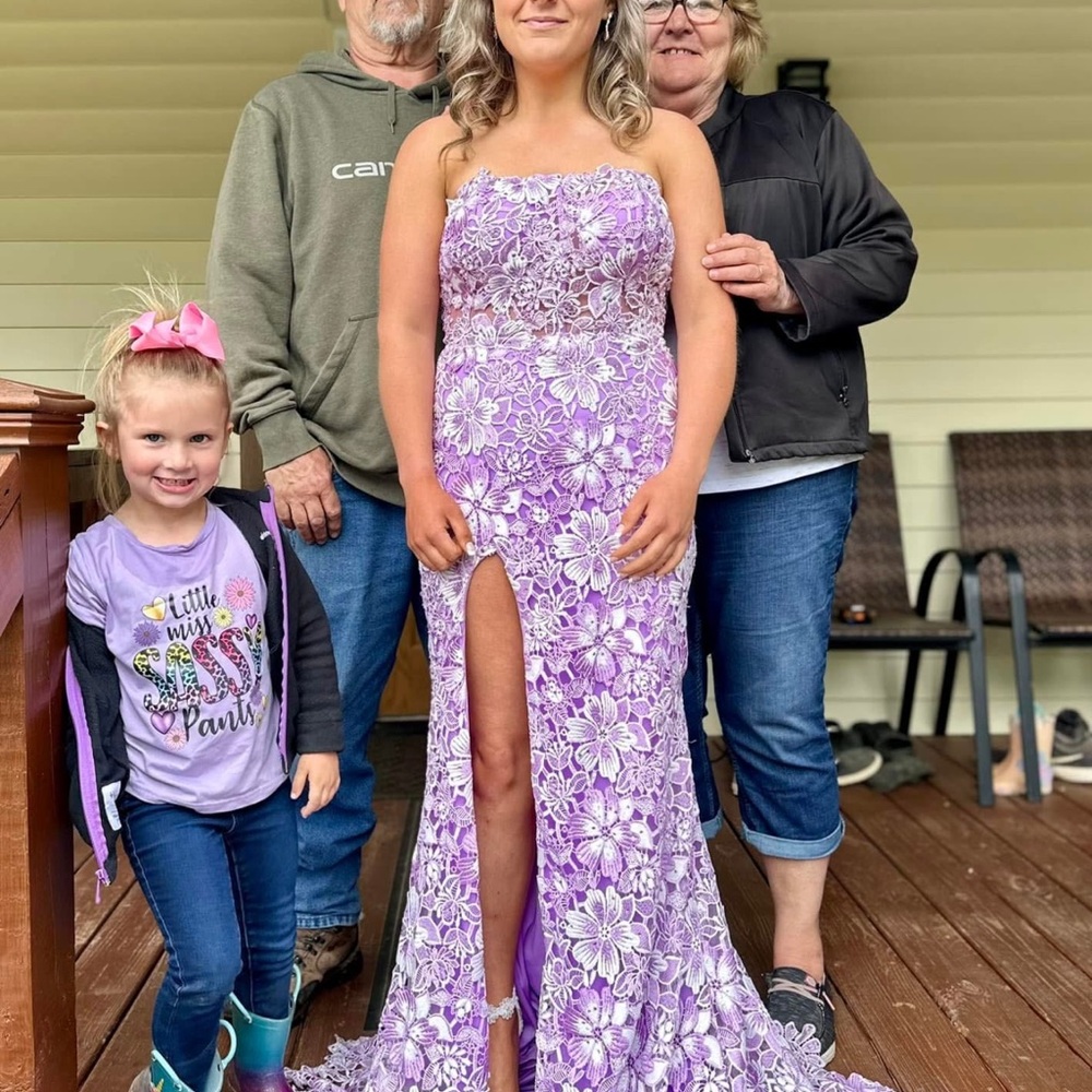 Source Unknown Lavender Floral Prom Dress